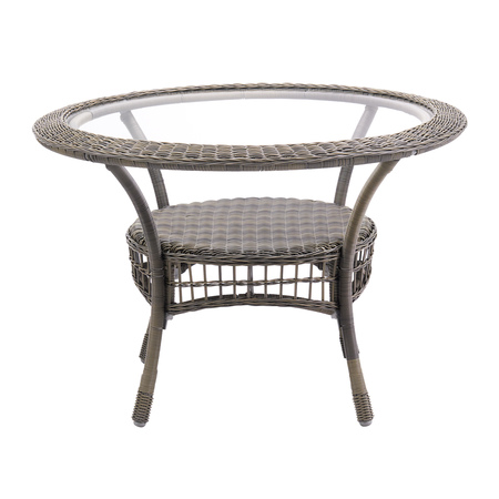 ALATERRE FURNITURE Carolina 42" Diameter All-Weather Wicker Outdoor Dining Table with Glass Top AWWM02MM